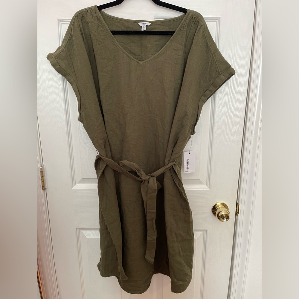 Kohls Sonoma Olive Tunic Belted Waist 3x